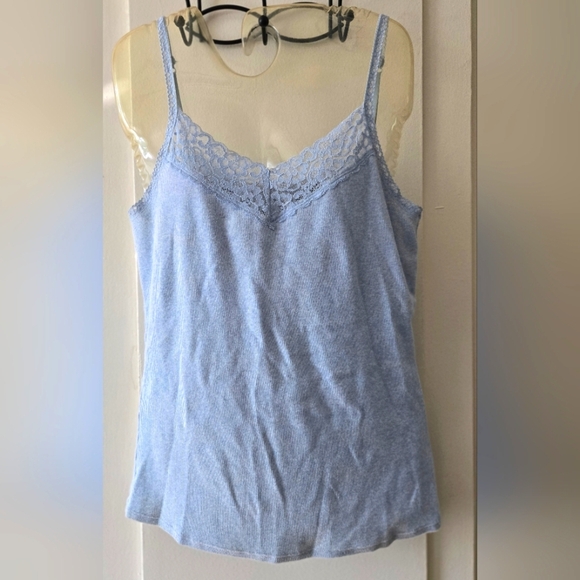 *3/$20 Nautica Blue Tank Sleeveless Fitted Camisole With Lace - Picture 1 of 3